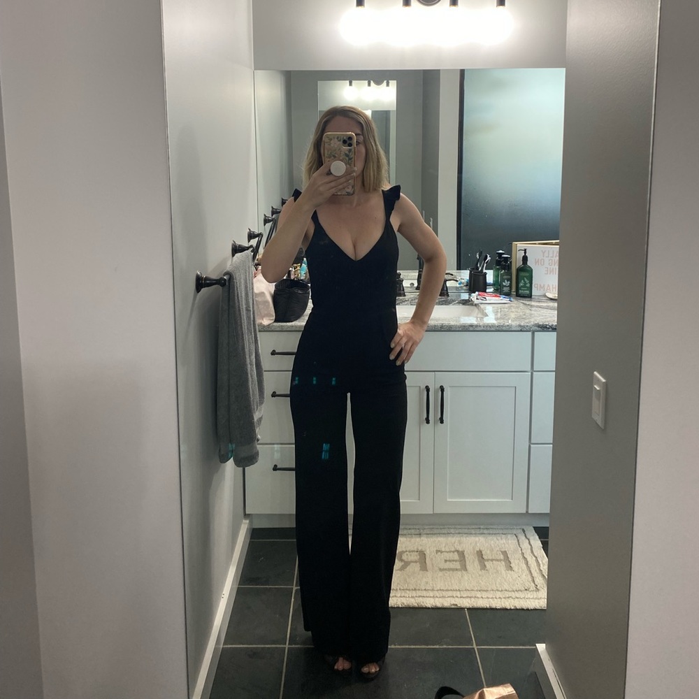 Black Ruffle Jumpsuit - Picture 2 of 4